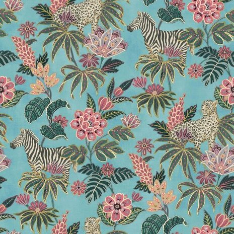 Noordwand Flora 18523 Blauw - Roze - Metallic Behang