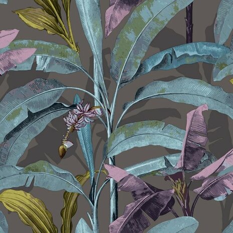 Noordwand Flora 18543 Zwart - Groen - Paars Behang