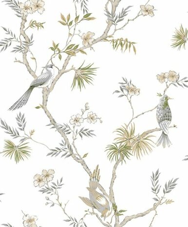 Noordwand Secret Garden G78492 Grijs - Wit - Groen Behang