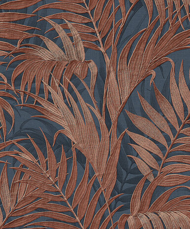 Dutch Wallcoverings Grace GR322109 Blauw/koper Behang