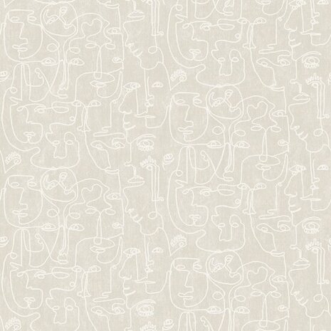 Dutch Wallcoverings Arty M412-07 Beige - wit Behang