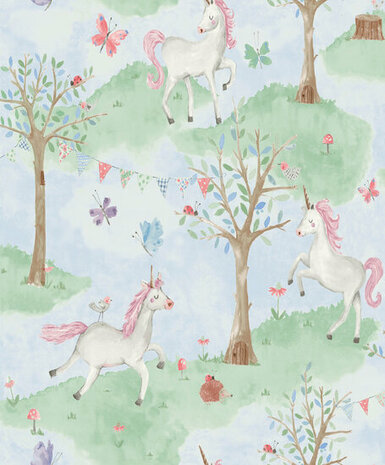 Dutch Wallcoverings Little Kids JS2002 groen - roze Behang