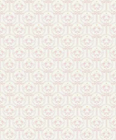 Dutch Wallcoverings Little Kids JS3205 roze - wit Behang