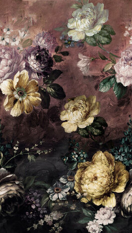 Dutch Wallcoverings One Roll One Motif A52001 Painted Flowers Behang