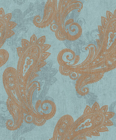 Rasch Indian Styles - 746440 Blauw Behang