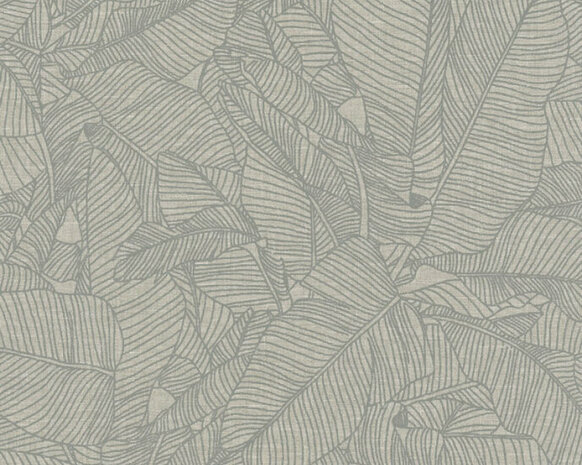 AS Creation Linen Style 36633-2 bladeren / Grijs / Beige Behang