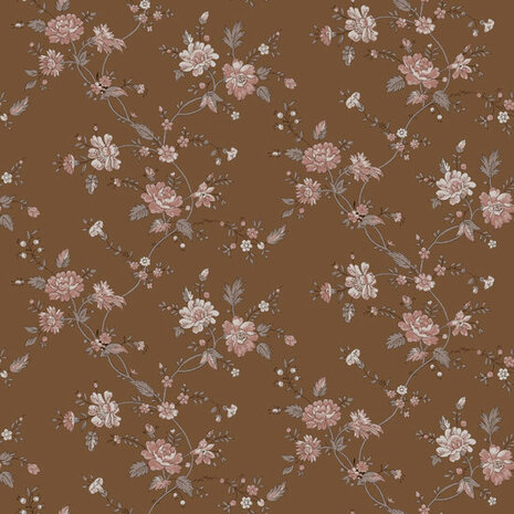 Esta Home Vintage Flowers bruin 139286 - Bruin Behang