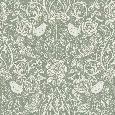 Esta Home Vintage Flowers groen 139293 - Groen Behang
