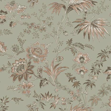 Esta Home Vintage Flowers groen 139297 - Groen Behang