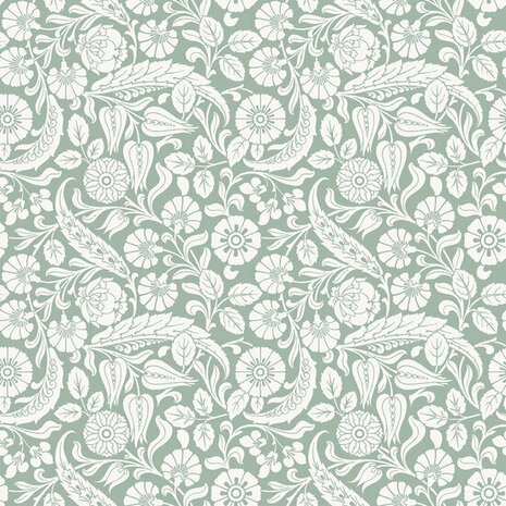 Esta Home Vintage Flowers groen 139329 - Groen Behang