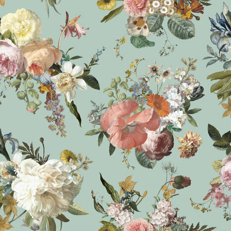 Esta Home Vintage Flowers groen - meerkleurig 139366 - Multicolour - Groen Behang