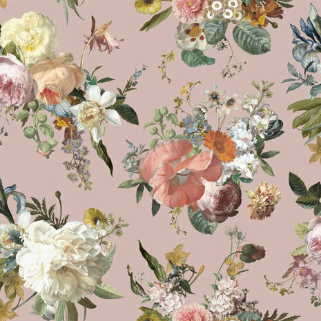 Esta Home Vintage Flowers roze - meerkleurig 139367 - Roze - Multicolour Behang