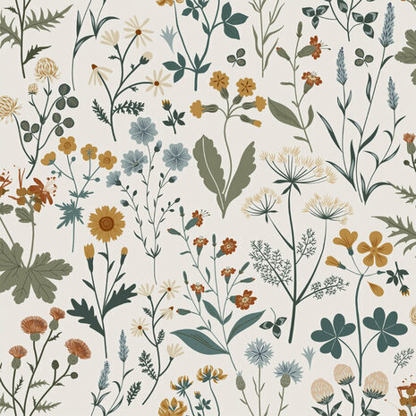 Esta Home Vintage Flowers wit - meerkleurig 139391 - Wit - Multicolour Behang