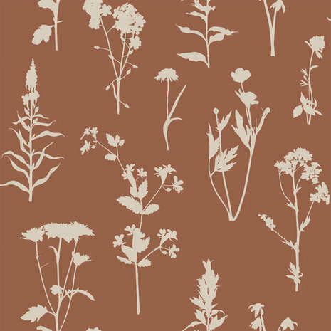 Esta Home Vintage Flowers terracotta 139396 - Terracotta Behang
