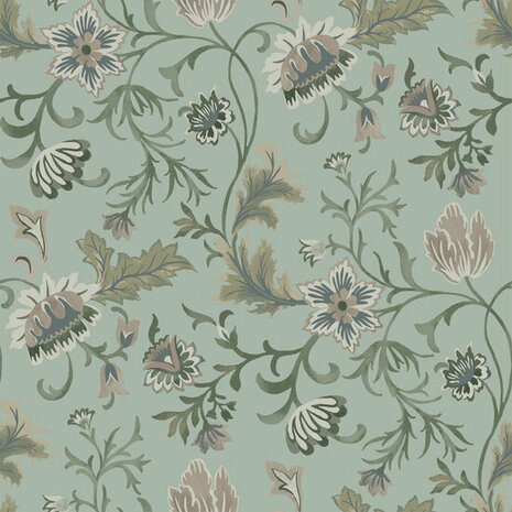 Esta Home Vintage Flowers groen 139413 - Groen Behang
