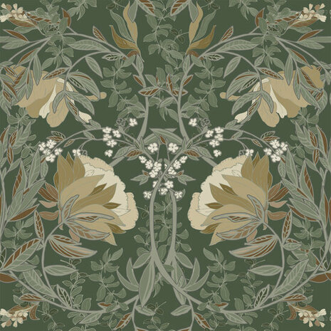 Esta Home Vintage Flowers groen 139420 - Groen Behang