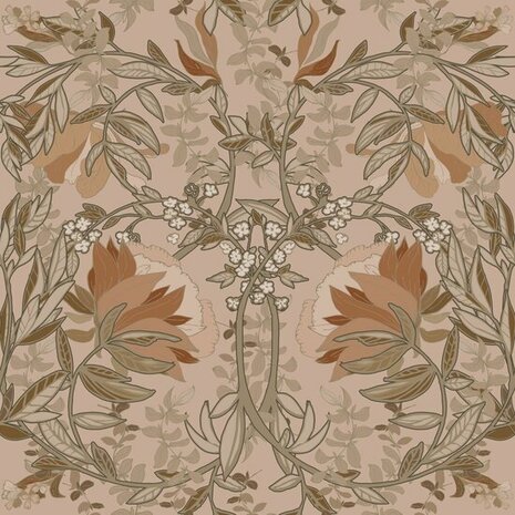 Esta Home Vintage Flowers beige - roze 139460 - Roze - Beige Behang