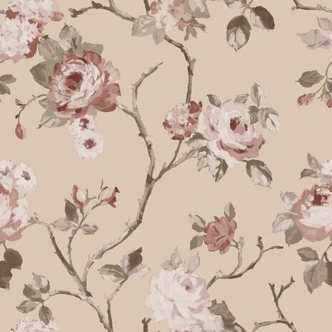 Esta Home Vintage Flowers roze 139476 - Roze Behang