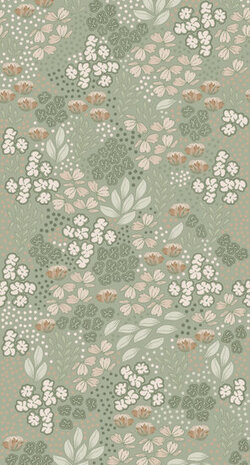Esta Home Vintage Flowers groen 159212 - Groen Behang