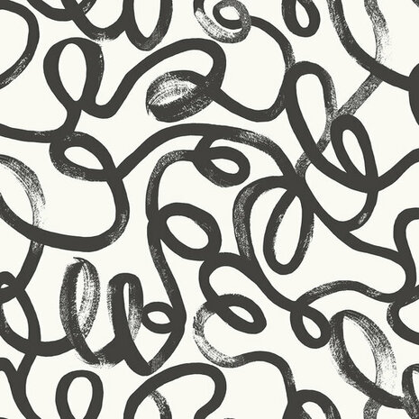 Dutch Wallcoverings Dream Catcher Squiggle Zwart - Wit 13360 Behang