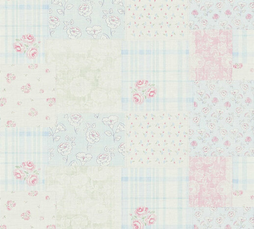 AS Creation Maison Charme 39066-1 - 390661 Blauw / Roze Behang