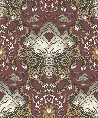 Dutch First Class Khalili 65913 Bordeaux - Oranje Behang