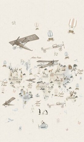 Noordwand Kids Walls Little Adventures 45856 Beige - Blauw Behang