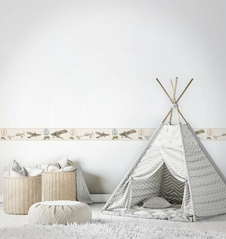 Noordwand Kids Walls Little Adventures Randje 45857 Beige - Bruin Behang