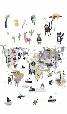 Noordwand Kids Walls Little Adventures 45875 Grijs - Multi - Bruin - Geel Behang