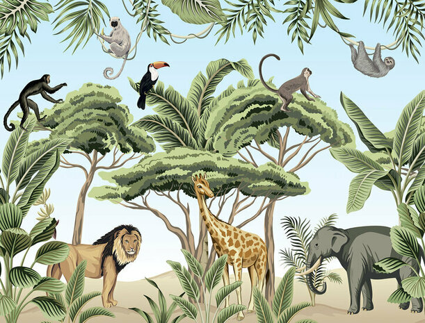 FBK Jungle Safari Dieren CW003 Behang