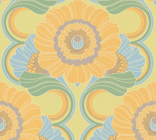 AS Creation Retro Chic - 39530-1 / 395301 Groen - Oranje Behang