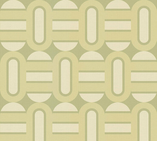 AS Creation Retro Chic - 39536-1 / 395361 Groen - Crème Behang