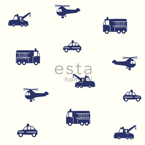 Esta Home Auto & Vliegtuig 137321 Wit Blauw Behang