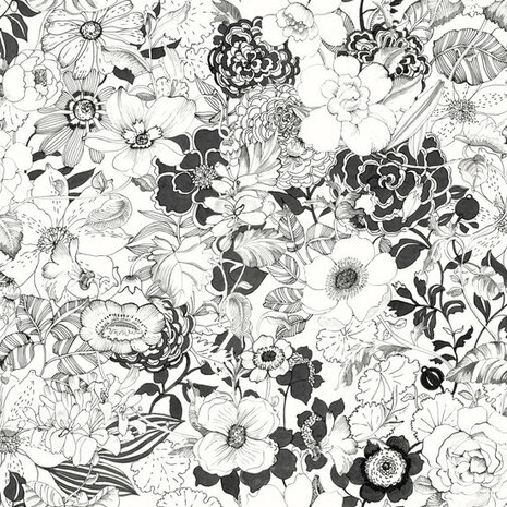Esta Home Bloemen 138503 Zwart Wit Behang