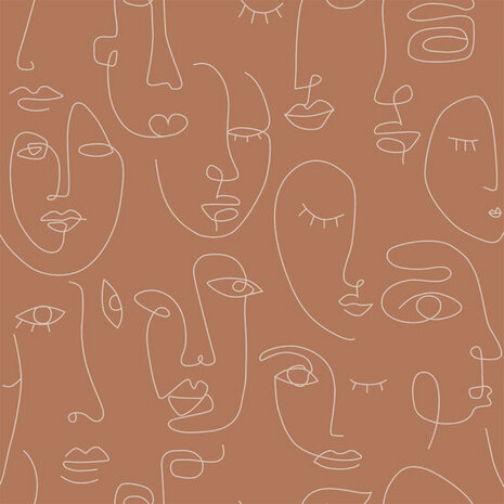 Esta Home Line Art 139375 Terracotta Behang