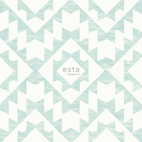 Esta Home Grafisch 148674 Wit Turquoise Behang