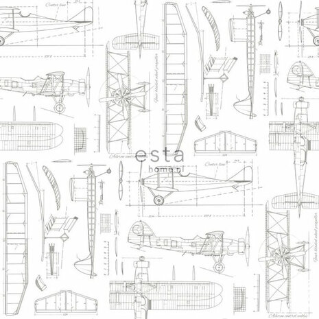 Esta Home Auto & Vliegtuig 128812 Wit Behang