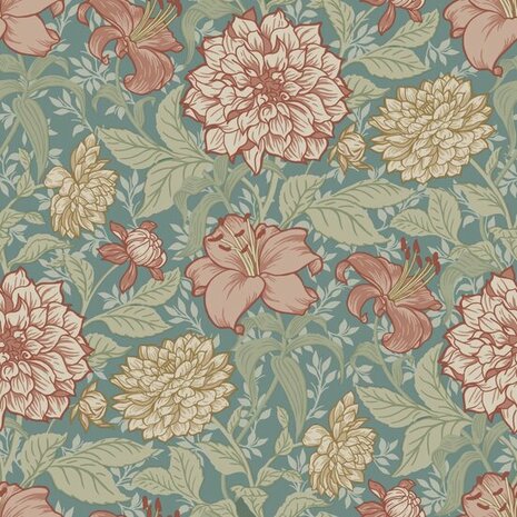 Sanders & Sanders Bloemen 935278 Multicolor Blauw / Groen Behang