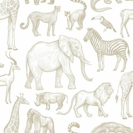 Esta Home Jungle 139690 Wit Beige Behang