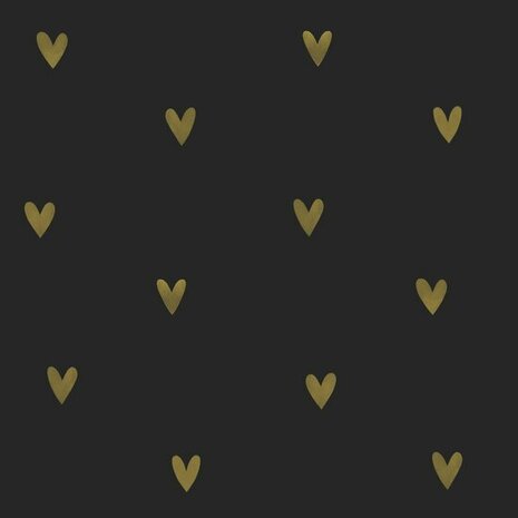 Esta Home Hartjes 139727 Zwart Goud Behang
