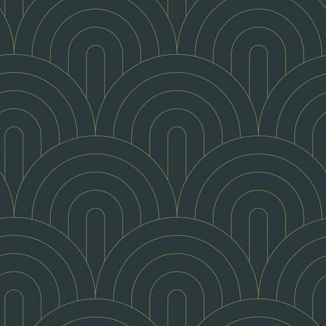 Esta Home Art Deco 139743 Goud Blauw Behang