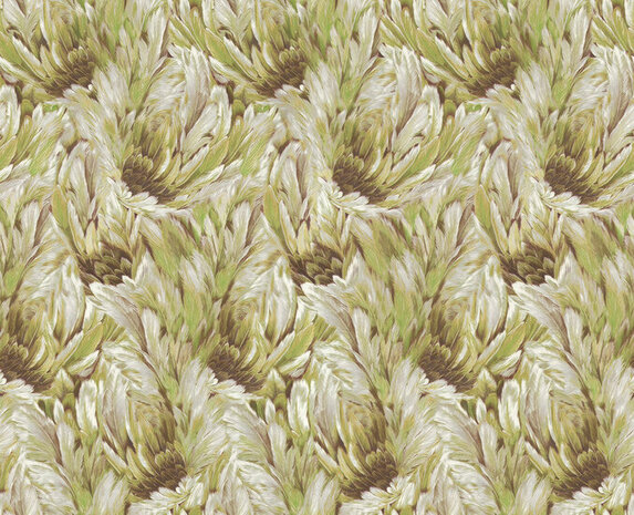 Dutch First Class Roberto Cavalli 9 21008 - Groen / Wit / Bruin Metallic Behang
