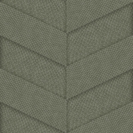 Origin Wallcoverings Luxury Skins 347792 - Groen / Grijs Behang