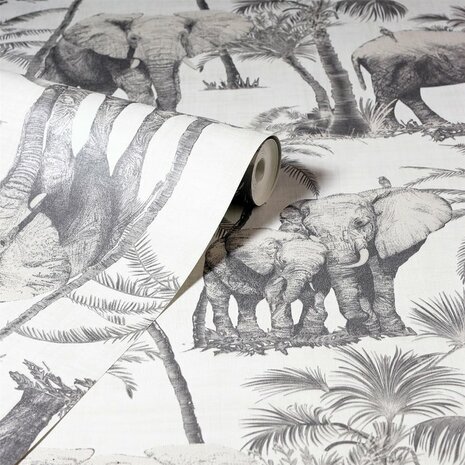 Arthouse Signature Collection behang Safari Elephant Charcoal 296700