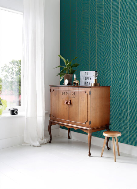 Esta Art Deco 139200 (incl. Gratis Lijm*) - Groen - Goud - Blauw