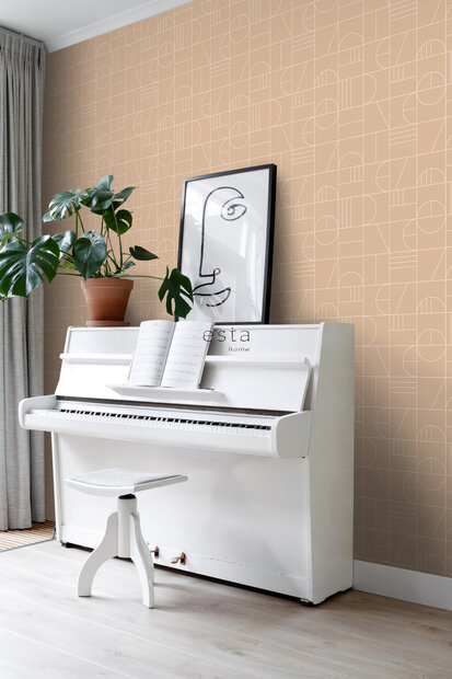 Esta Art Deco 139208 (incl. Gratis Lijm*) - Terracotta - Roze - Oranje