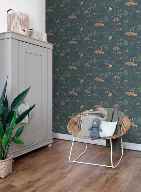 Esta Home Forest Friends Blauw 139248 (incl. Gratis Lijm*) - Blauw