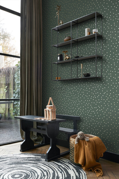 Esta Home Forest Friends Groen + Gouden Stippen 139275 (incl. Gratis Lijm*) - Groen - Goud