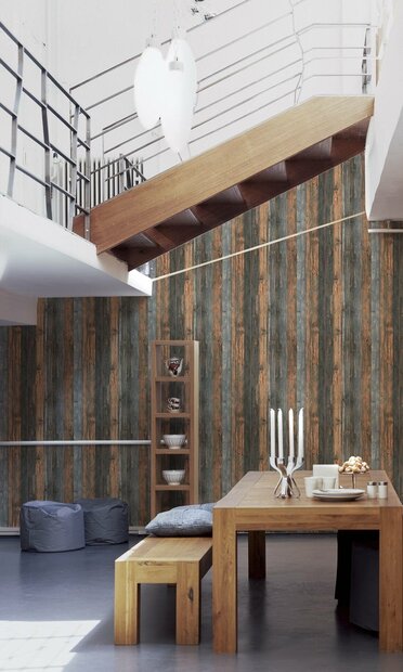 AS Creation Elements 9086-12 - 908612 Bruin / Grijs/petrol