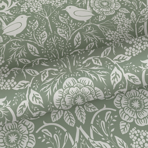 Esta Home Vintage Flowers groen 139293 (incl. Gratis Lijm*) - Groen